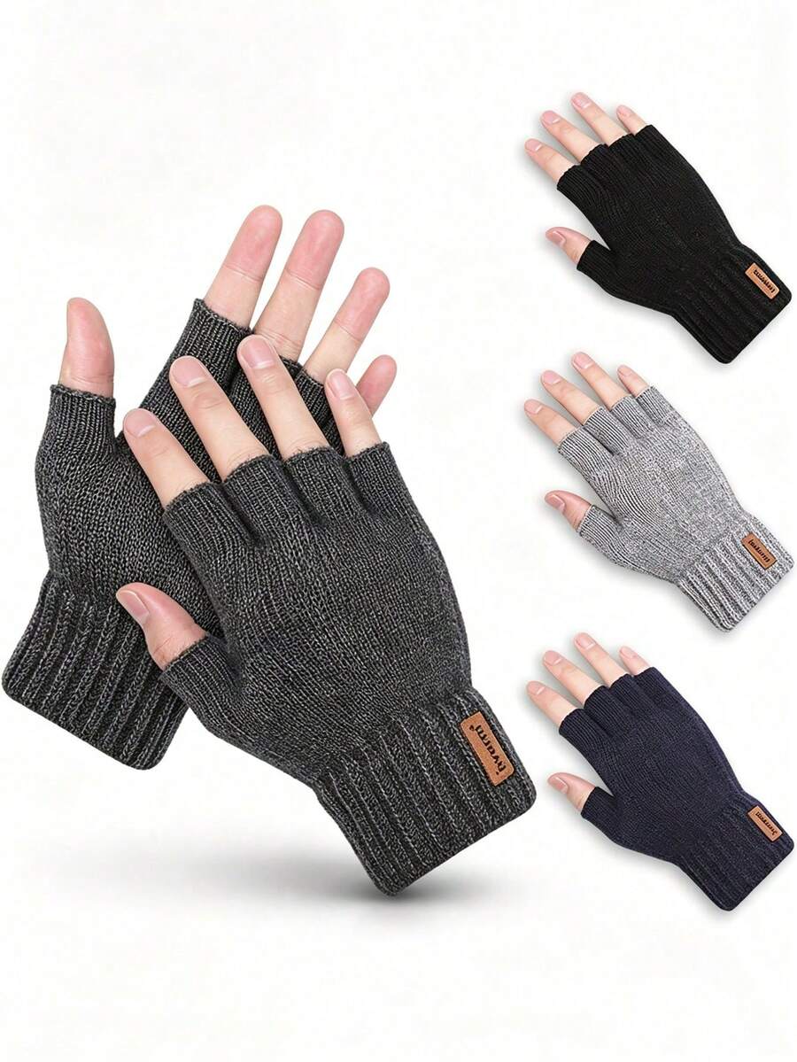 1 Pair Alpaca Wool Knitted Half-Finger Gloves For Girls And Boys, Warm ...