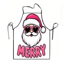 1pc Christmas Santa Claus, Christmas Bell, Christmas Snowflake, Christmas Reindeer, Christmas Tree, Christmas Snowman, Christmas Penguin, Christmas Cartoon Animal Pattern Chef Apron, Apron, Suitable For Home Decor And Kitchen Use. Made Of 100% Polyester Material, Designed As Sleeveless Style, Perfect For Home Kitchen, Outdoor BBQ Cooking. This Printed Apron Is Unisex, Machine Washable And Reusable, An Essential Kitchen Item - Multicolor - View 15
