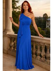 Long Dress For Bridesmaid Wedding Graduation Light Party - Royal Blue - View 3