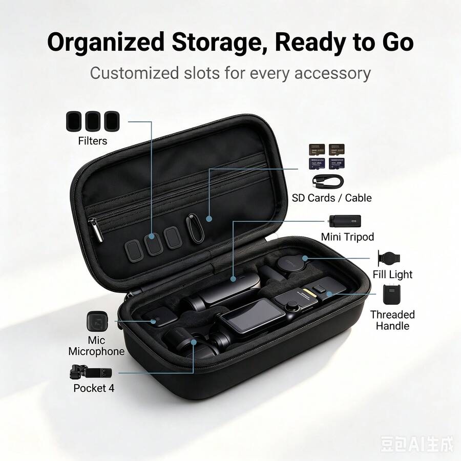 Hard Shell Storage & Carrying Case For Osmo Pocket 4 / Pocket 3 Handheld Gimbal Camera, Shockproof, Pressure-Resistant, Moisture-Proof, Waterproof, Portable Travel Bag, Fits Full Camera And Accessories, Suitable For Outdoor Shooting - View 1
