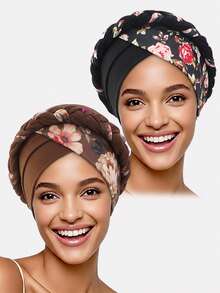 1 buah/2 buah Topi Jilbab Kepang Motif Dua Warna untuk Wanita, Cocok untuk Penggunaan Sehari-hari - beraneka warna - View 13