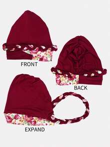 1 buah/2 buah Topi Jilbab Kepang Motif Dua Warna untuk Wanita, Cocok untuk Penggunaan Sehari-hari - beraneka warna - View 12