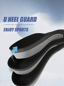QKC 1 Pair Full Length Comfortable Insoles With Honeycomb Heel Cushioning, U-Shaped Heel Cup And Contoured Design - Black - View 4