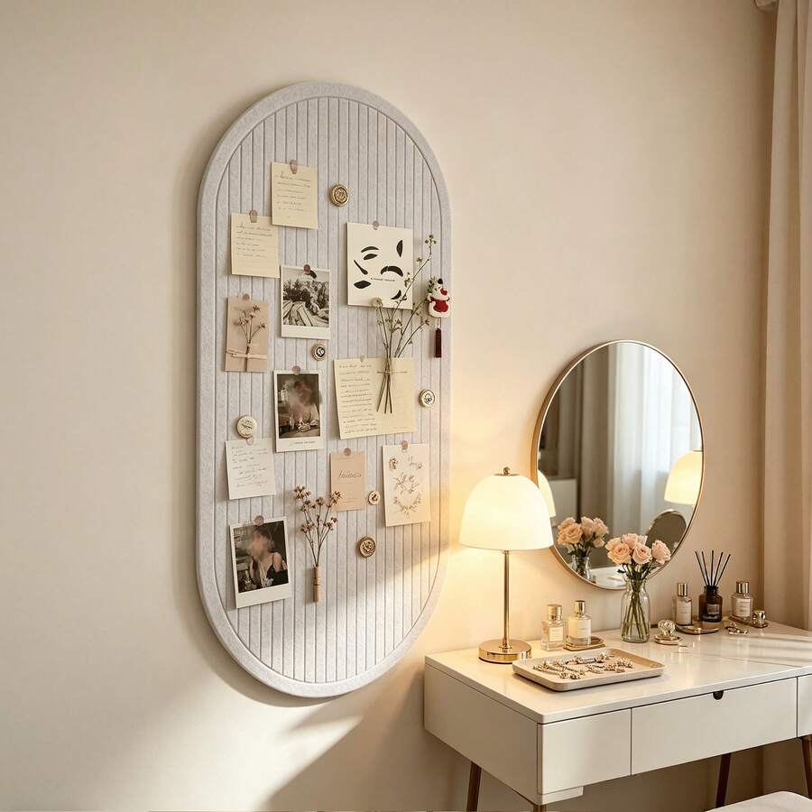 1Pc Self-Adhesive Textured Felt Wall Board – Peel & Stick, No Damage & Reusable | Holds Photos, Posters, Notes, Keys & Earrings | Subtle Ridge Design For Minimalist Wall Art – Perfect For Bedroom, Office, Dorm & Study - 1 Piece - View 1