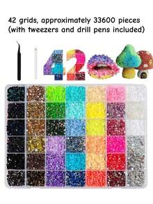 Approx. 33,600pcs 1 Box 42 Colors Rhinestone Nail Art Decoration, 3MM Resin Flat Back Rhinestones, Suitable For Nail Art Accessories, Clothing Hat Accessories, Eyewear Decoration And Other Fabric DIY Decorations - Multicolor - View 12