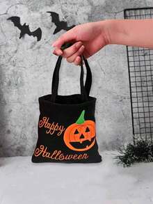 1PC Halloween Non-Woven Fabric Tote Bag, Ghost Festival Costume Prop Handbag, Candy Spider Bat Cat Pumpkin Trick Or Treat Bag, Storage Handbag - Multicolor - View 10