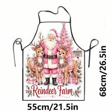 1pc Christmas Santa, Christmas Bell, Christmas Snowflake, Christmas Reindeer, Christmas Tree, Christmas Snowman, Christmas Penguin, Christmas Cartoon Animal Pattern Chef Apron, Apron, Suitable For Home Decor And Kitchen Use. Made Of 100% Polyester Material, Designed As Sleeveless Style, Perfect For Home Kitchen, Outdoor BBQ Cooking. This Printed Apron Is Unisex, Machine Washable And Reusable, A Kitchen Essential - Multicolor - View 10