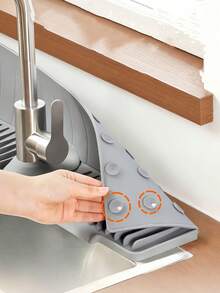 Kitchen Faucet Splash Guard Silicone Pad, Sink Countertop Anti-Stain Draining Mat, Kitchen Sink Drainage Rack, Dish Rack, Soap Pad, Bathroom Sink Draining Mat, Dispenser Bottle Coaster, Kitchen Essentials, Bathroom Accessories - A - View 5