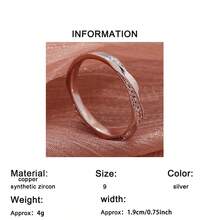 1PC Women's Fashion Minimalist Versatile Round Circle Ring Inlaid With Synthetic Cubic Zirconia, Suitable For Wedding Engagement, Valentine's Day Gift, Anniversary, Birthday Gift - Silver - View 9