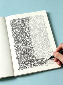 100-Page Stress Relief Doodle Notebook, Exquisite Doodle Patterns For Tracking And Coloring, Designed To Provide Calm And Creative Mental Nourishment, No Pens Included, Suitable As An Art Gift For Teens And Adults - Combo Pack - View 9