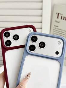 Luxury Solid Color Protective Phone Case Compatible With Iphone 17ProMax 17Pro, Minimalist Shockproof Back Cover - Cherry Red - View 5