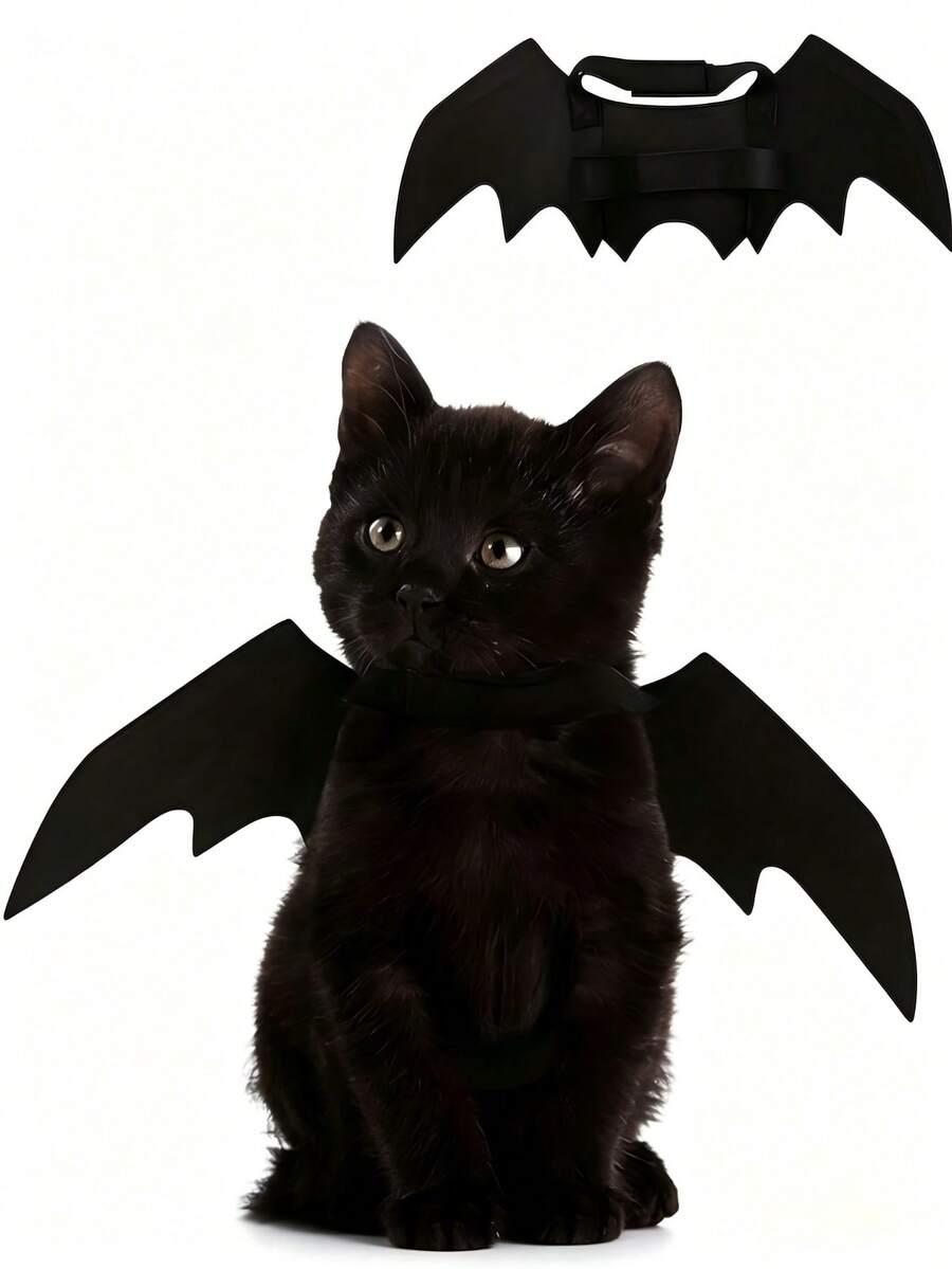 Adjustable Pet Bat Wings Costume - Soft Polyester Material, Suitable For Cats And Small Dogs, Perfect For Halloween Role Play And Dress-Up Fun