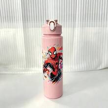 5 piezas Vasos de agua portátiles con tapa abatible y cierre, adecuados para adolescentes, patrón de superhéroe con graffiti, impresión multicolor, aplicables para estudio, trabajo, deportes, ocio, juegos, viajes e hidratación diaria - Multicolor - Ver 9