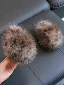 Children's Slippers Autumn Winter Toddler Middle Child Big Child Indoor Home Fuzzy Slippers Fashion Minimalist - Multicolor - View 6