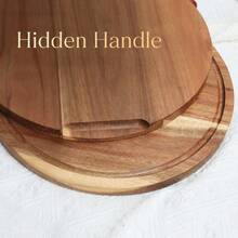 11.8 Inch Round Wooden Cutting Board, Natural Dark Brown Solid Chopping Block For Kitchen Meal Prep, Multi-Purpose Serving Platter For Cheese Appetizers & Snacks, Housewarming Gift For Cooking Lovers - Multicolor - View 4