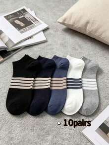 5 Pairs Men's Striped Short Ankle Sports Low-Cut Non-Slip Casual Socks - Multicolor - View 8