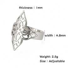 TEAMER 1pc Fashion Women Stainless Steel Hollow Flower Open Adjustable Ring, Versatile Accessory, Unisex Style, Gift For Friends - Fashion Series - View 12