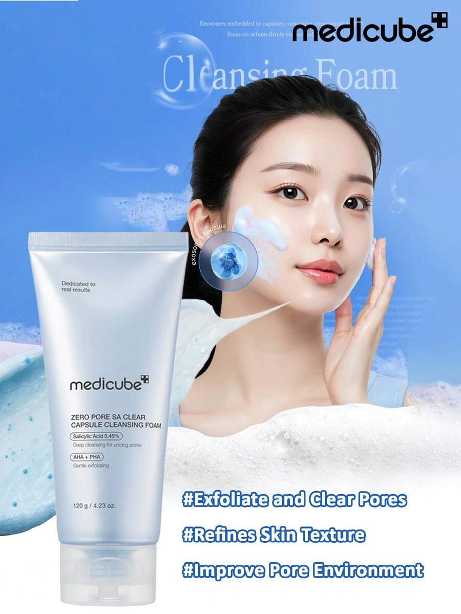 Medicube Zero Pore 膠囊潔面慕斯,日常溫和潔面乳,改善肌膚紋理,黑頭與毛孔護理,含 AHA、BHA 與 PHA 深層清潔,韓系保養,4.23 Oz - 零膠囊 - 查看 1