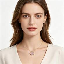 5/10pcs Heart Metal Charms, Wavy Irregular Heart Pendant With Crystal Rose, Two-Tone For Jewelry Keychain Bag Ornament DIY Craft Accessories - Multicolor - View 7