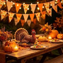 12pcs Autumn Pumpkin & Maple Leaf Triangle Bunting Banner, Easy To ...