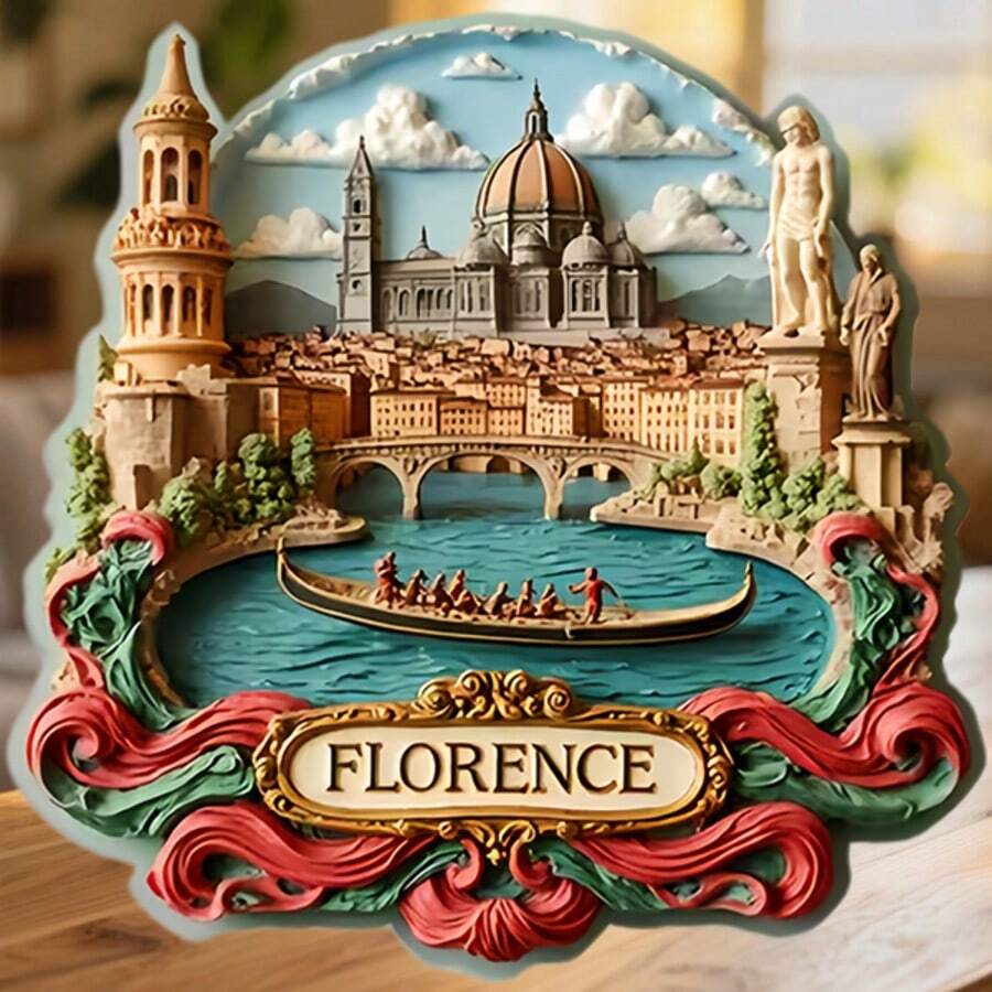 Florence Arno Reflections Duomo Dome And The Quiet Gondola Glide Magnet Where The Renaissance Still Ripples Across The Water Keepsake For All Metal Surfaces Throughout The Home - A - View 1