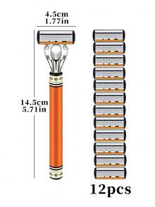 48 Blades, Premium Men's Manual Razor Set - Ultra Sharp 6-Layer Blades, Replaceable Heads, Ergonomic Grip Design, Perfect Gift For Father's Day And Birthday, Reusable Replacement Blades, Essential For Precise And Smooth Shaving (Gift Box Not Included) - 6-layer Blade - View 4