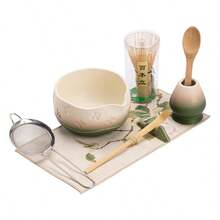 1/4pcs Gradient Embossed Sakura Ceramic Matcha Tea Set, Matcha Bowl With Pour Spout, Bamboo Whisk, Whisk Holder & Chashaku Scoop, Japanese Tea Ceremony Kit Matcha Gift Set - Multicolor - View 5