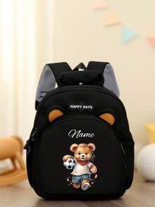 Mini Customizable Cartoon Bear Football Backpack Nylon Zipper Bag With Adjustable Shoulder Strap For School, Toddler Backpack - Multicolor - View 34