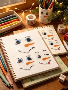 30pcs/1sheet Snowman Face Sticker Set, Reusable PVC Stickers, Suitable For Winter And Christmas Holiday Decoration, Fridge Magnets, Party Gift Wrapping, Notebooks, Water Bottles And Other Holiday Home Decor - Multicolor - View 10