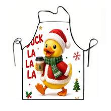 1pc Christmas Santa Claus, Christmas Bell, Christmas Snowflake, Christmas Reindeer, Christmas Tree, Christmas Snowman, Christmas Penguin, Christmas Cartoon Animal Pattern Chef Apron, Apron, Suitable For Home Decor And Kitchen Use. Made Of 100% Polyester Material, Designed As Sleeveless Style, Perfect For Home Kitchen, Outdoor BBQ Cooking. This Printed Apron Is Unisex, Machine Washable And Reusable, A Kitchen Essential - Multicolor - View 15