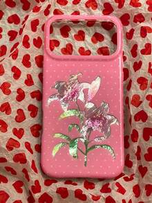 1PC Ins Polka Dot Lily Rose IMD Full Coverage Anti-Drop PC Phone Case Compatible With Apple 11 Pro Max/12 Pro Max/13 Pro Max/14 Pro Max/15 Pro Max/16 Pro Max/17 Pro Max - Multicolor - View 4