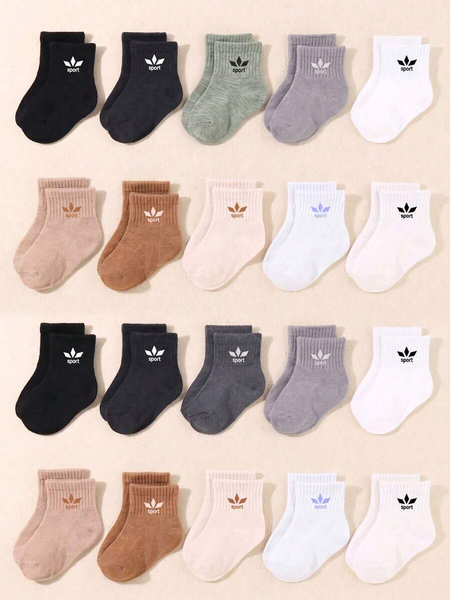 5/10/20 đôi tất em bé màu ngẫu nhiên, tất thể thao co giãn, họa tiết in hình kim cương, đồ dùng thiết yếu cho trẻ sơ sinh, tất mềm mại thoáng khí thoải mái - Nhiều màu - Xem 1