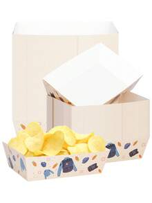 10/20/30/50pcs 1.6x3.1x4.7 Inch Police Theme Paper Food Trays, Police Uniform & Bulletproof Vest Print Paper Boat Snack Boxes, Suitable For French Fries, Corn Chips, Popcorn, Candy, Police Theme Birthday Party, Police Party Decoration, Children Celebration Tableware - Multicolor - View 1