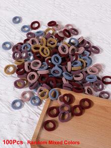 100Pcs Girls Simple Colorful 0.8 Inch Diameter Finger Size Hair Ties, Cute Non-Damaging Hair Bands Ponytail Holders Hair Accessories Suitable For Daily Use - 彩色 - 查看 6