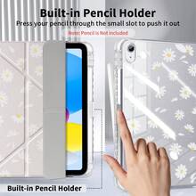 可愛 Y 型折疊平板保護殼，附筆槽，適用於 iPad Air 8 (M4) 11" 13" 2026 11th (A16) Air 11 M3 M2 Pro 11 M4 M5 7th 8th 9th 10.2" 10th 10.9 Air 4 Air 5，護角設計 - 粉紅色小菊花 - 查看 5