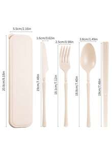 1 Set/8 Sets Portable Plastic Striped Cutlery Set, Camping Tableware, Reusable Spoon & Fork Set With Storage Box, Suitable For Picnics & Daily Use,Kitchen,Christmas Gift Back To School,School Supplies - Multicolor - View 21