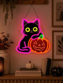 1PC Trick Or Treat LED Neon Sign With USB Cable, PS Board Pumpkin Neon Light Wall Decor, Colorful Spooky Lamp For Bedroom, Party, Bar,Halloween, Holiday Gift - Multi-color light - View 7
