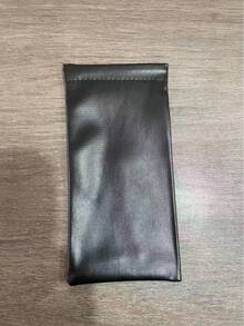 1個中性柔軟十字紋PU皮革眼鏡收納袋，純色防水眼鏡收納包，時尚眼鏡收納袋，眼鏡配件 - 黑色 - 查看 3