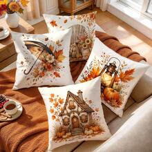 4pcs Autumn Harvest Themed Pillow Covers Without Inserts, Single-Sided Printed Pillow Covers, Suitable For Living Room Bedroom Home Decor, All-Season Pillow Covers - Multicolor - View 6