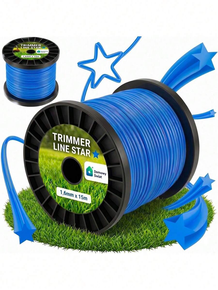 Star Trimmer Line 1.6 Mm * 15 M For Grass Trimmers And Brush Cutters, Five Point Nylon Cutting Line With Durable Wear Resistant Flexible Construction, High Performance Replacement Spool For Grass And Garden Maintenance - A - View 1