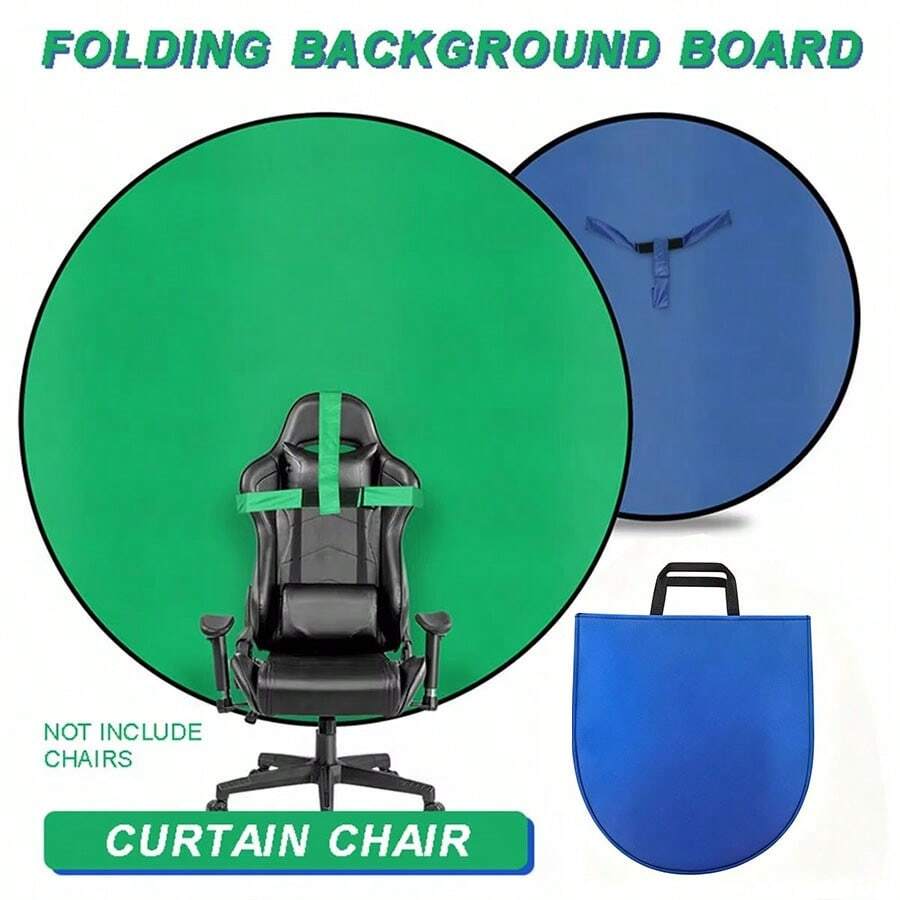 Chrisley 29.5/43.3 Inch Round Green & Blue Dual-Color Backdrop, Double-Sided Portable Photography Studio Background, Foldable Green Screen Chroma Key Panel For Live Streaming, Photography, Video Transmission, Gaming, Video Calls And Chatting - View 1