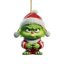 The Grinch 5 buah Dekorasi Natal, Ornamen Gantung, Dekorasi Rumah Pohon Natal Seru Grin-Ch 2D (Gaya Acak) - Beraneka warna - View 7