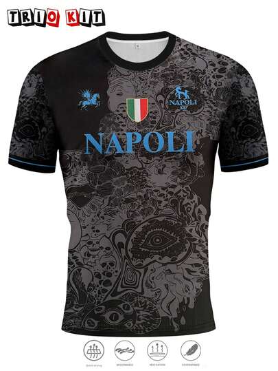 Camiseta de fútbol Napoli para hombres & Camiseta ligera y suave italiana & Uso en partidos, entrenamiento, uso casual & Regalo & Liga