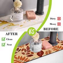 1pc Autumn Maple Leaf Design, Non-Slip Quick-Dry Rubber Absorbent Mat, Suitable For Sink And Faucet, Perfect Gift For Autumn And Winter - Multicolor - View 8