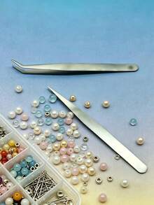Fine Straight & Curved Handmade Tweezers Set, Non-Slip Textured Grip, Suitable For Diamond Painting, Cross Stitch, Embroidery, Beaded Jewelry Making, Can Sort Micro Beads, Untangle Threads, Suitable For Various Delicate Niche Crafts - Tweezers - View 3