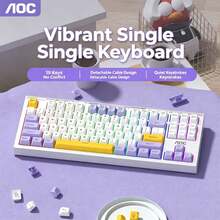 AOC Wired Mechanical Feel Keyboard 87 Keys Quiet Keys Detachable Cable 19-Key Anti-Ghosting Three-Color Compact Keyboard For Office Gaming Desktop Laptop Peripherals - View 8