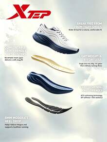 XTEP--Zapatillas de running ligeras para hombre, de malla transpirable, para verano, con absorción de impactos, ligeras, color gris luna - Lima Lunar - Ver 5