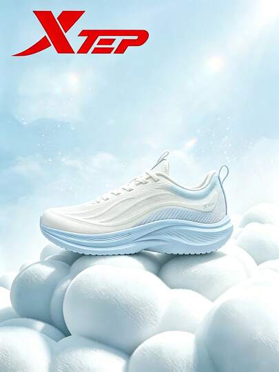 XTEP--Light Wing Running Shoes Women's Summer Breathable Mesh Lightweight Shock-Absorbing Sports Shoes Jump Rope Shoes Jogging Shoes Sail White/Light Frost Blue