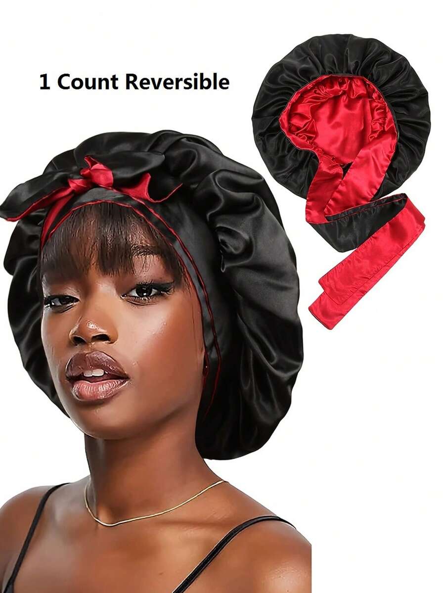 1pc Silk Sleep Cap, Satin Sleeping Hat, Suitable For Curly Hair, Soft & Comfortable, With Drawstring, Suitable For Long Hair,Summer,Beach