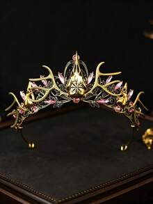 KOVLYNE Dreamy Golden Deer Horn Headpiece, Embellished With Rhinestones And Crystals, Medieval Viking Style Women's Headwear, Suitable For Halloween Cosplay And Renaissance Festival - Multicolor - View 7